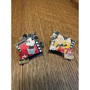Lot Of (2) Disney 75 Years with Mickey Mouse Film Reel Pin 2004